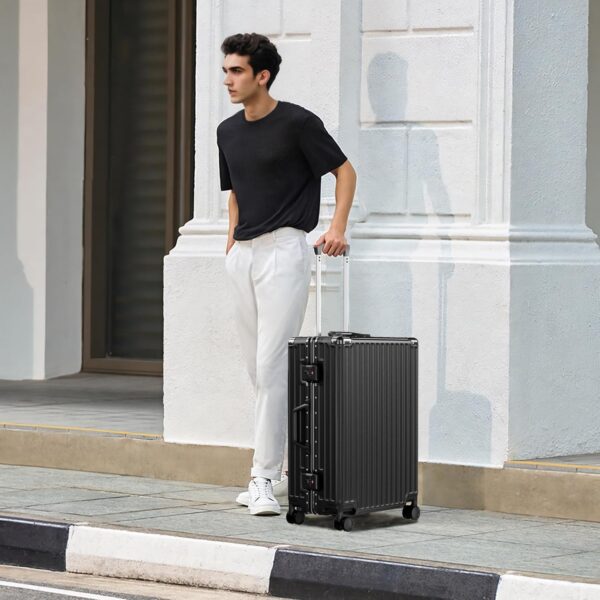 AnyZip 28 inc Aluminium Frame Hard Shell Luggage (Black, 90L)