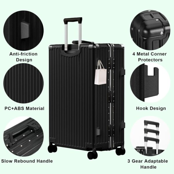 AnyZip 28 inc Aluminium Frame Hard Shell Luggage (Black, 90L)