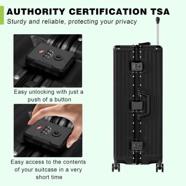 AnyZip 28 inc Aluminium Frame Hard Shell Luggage (Black, 90L)