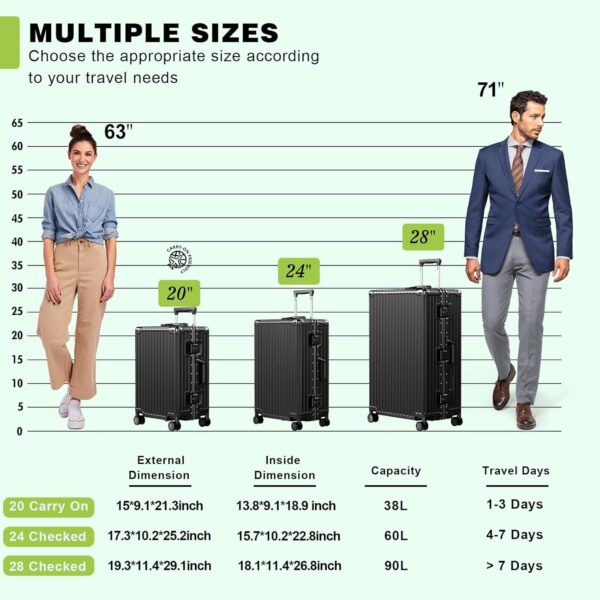 AnyZip 28 inc Aluminium Frame Hard Shell Luggage (Black, 90L)