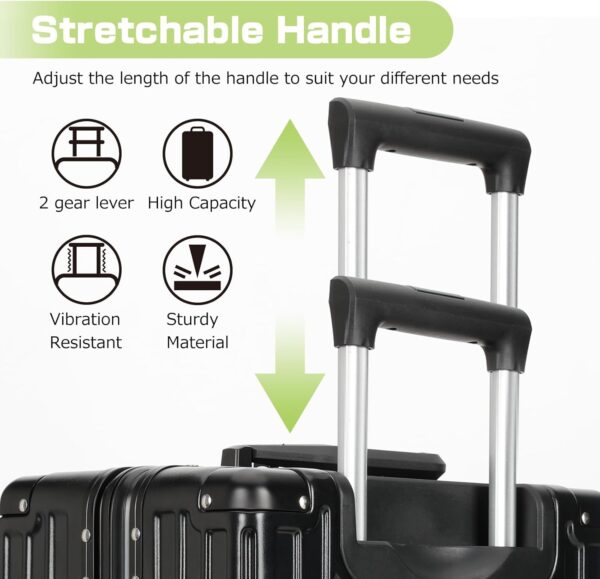 AnyZip 24" Aluminium Frame Zipperless Luggage – Hard Shell TSA Lock Suitcase with Spinner Wheels (Black, 60L)
