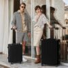 AnyZip 2-Piece Aluminium Frame Luggage Set – 20" & 28" Checked Zipperless Suitcases with TSA Lock & Spinner Wheels (Black)