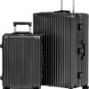 AnyZip 2-Piece Aluminium Frame Luggage Set – 20" & 28" Checked Zipperless Suitcases with TSA Lock & Spinner Wheels (Black)