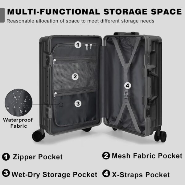 AnyZip 2-Piece Aluminium Frame Luggage Set – 20" & 28" Checked Zipperless Suitcases with TSA Lock & Spinner Wheels (Black)
