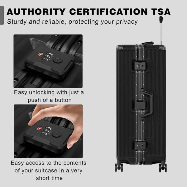 AnyZip 2-Piece Aluminium Frame Luggage Set – 20" & 28" Checked Zipperless Suitcases with TSA Lock & Spinner Wheels (Black)