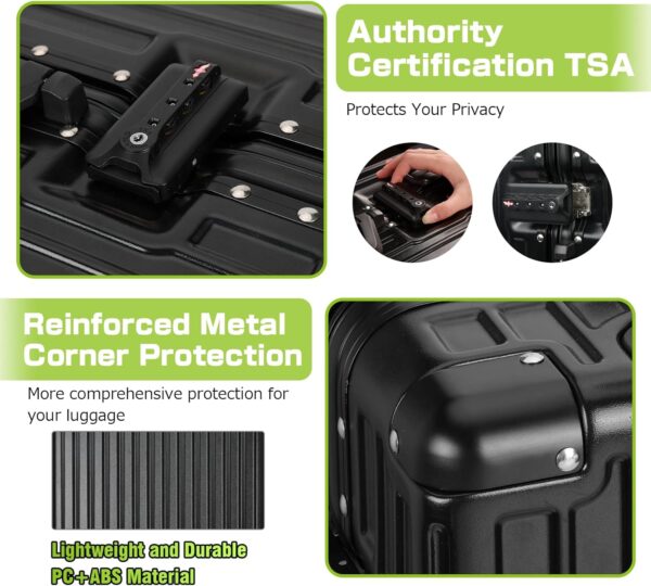 AnyZip 28" Aluminium Frame Zipperless Luggage – Hard Shell TSA Lock Suitcase with Spinner Wheels (Black, 90L)