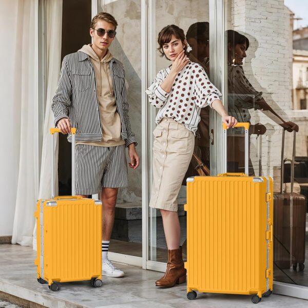 AnyZip 2-Piece Aluminium Frame Suitcase Set (20/28 Inch, Orange)