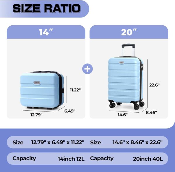 AnyZip 2-Piece Luggage Set (14/20, Light Blue)