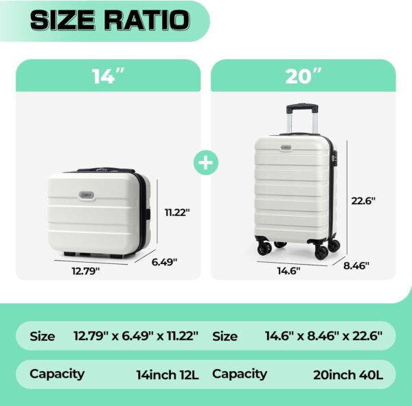 AnyZip 2-Piece Luggage Set (14/20, White)