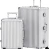AnyZip 2-Piece Set 20/28-Inch Aluminium Frame Suitcases Silver