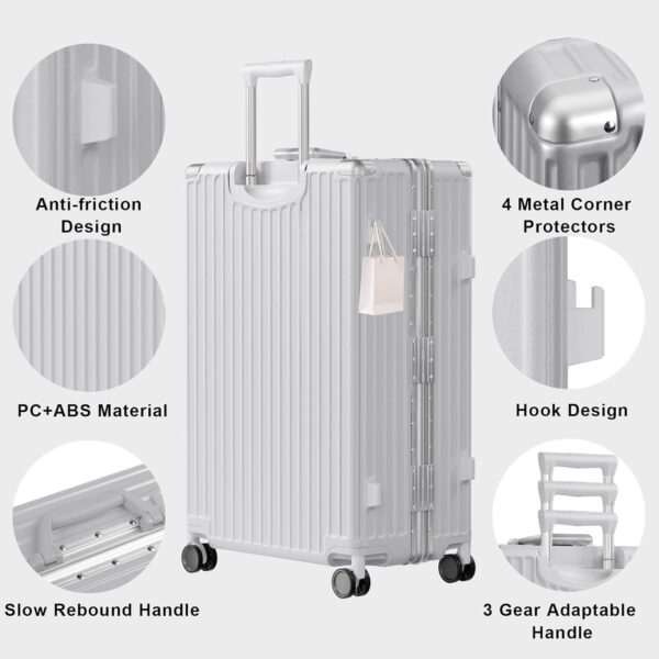 AnyZip 2-Piece Set 20/28-Inch Aluminium Frame Suitcases Silver