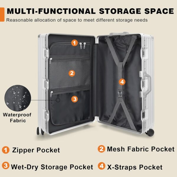 AnyZip 2-Set Aluminium Frame Suitcase (20/28-Inch, White)