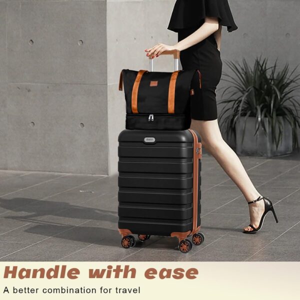 AnyZip 20-Inch 3-Piece Luggage Set (Black Brown)