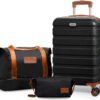 AnyZip 20-Inch 3-Piece Luggage Set (Black Brown)
