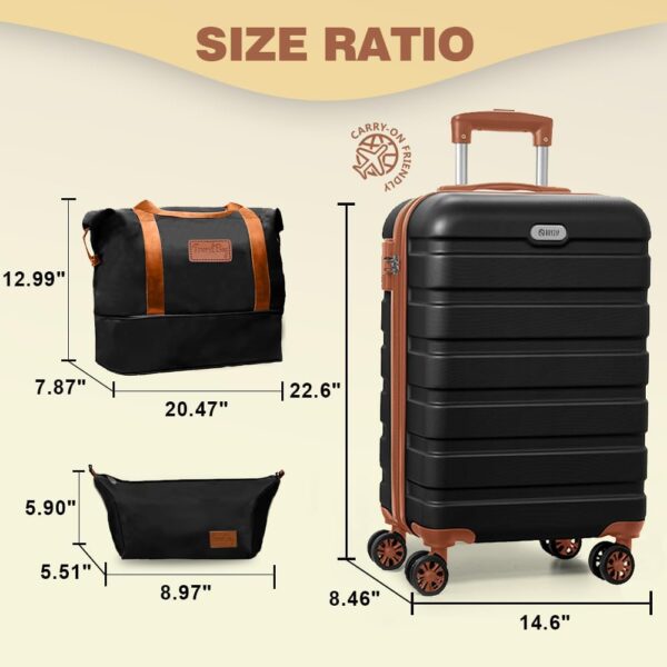 AnyZip 20-Inch 3-Piece Luggage Set (Black Brown)