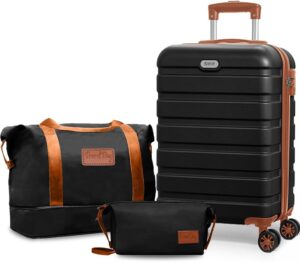 AnyZip 20-Inch 3-Piece Luggage Set (Black Brown)