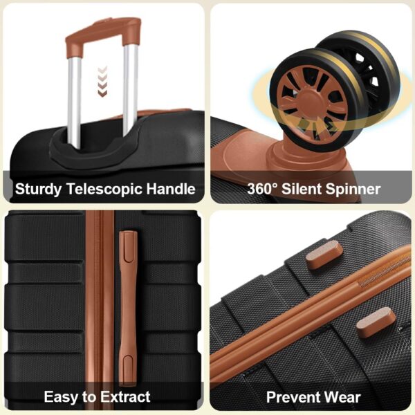 AnyZip 20-Inch 3-Piece Luggage Set (Black Brown)