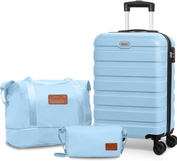 AnyZip 20-Inch 3-Piece Luggage Set (Light Blue)