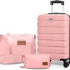 AnyZip 20-Inch 3-Piece Luggage Set (Pink)