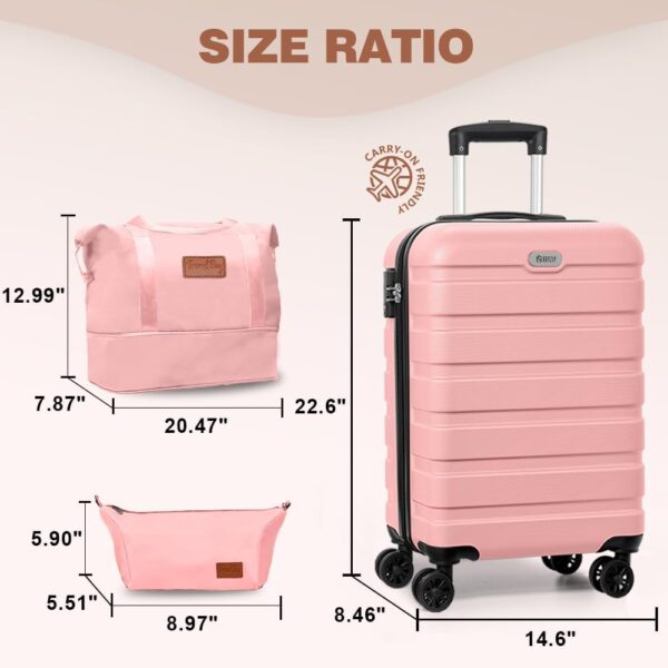 AnyZip 20-Inch 3-Piece Luggage Set (Pink)