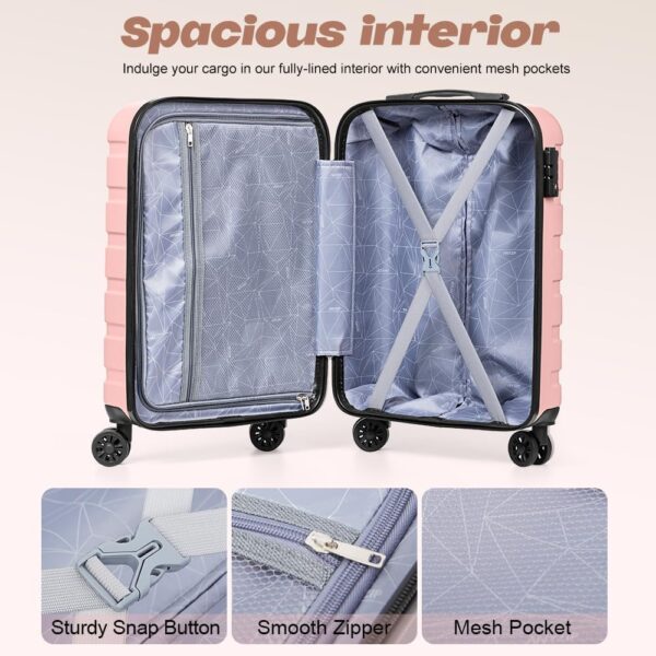 AnyZip 20-Inch 3-Piece Luggage Set (Pink)