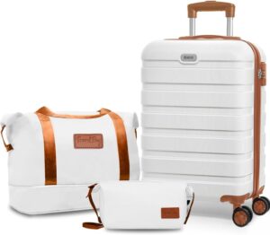 AnyZip 20-Inch 3-Piece Luggage Set (White)