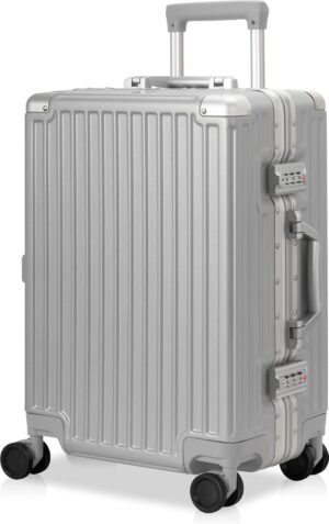 AnyZip 20-Inch Aluminium Frame Suitcase (Silver)