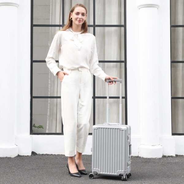 AnyZip 20-Inch Aluminium Frame Suitcase (Silver)