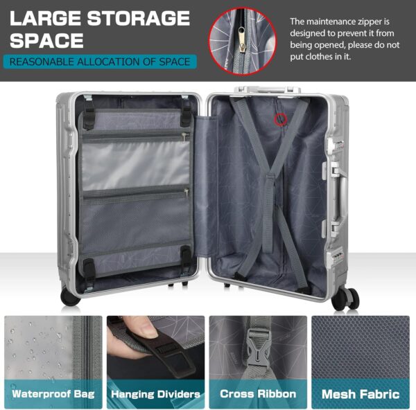 AnyZip 20-Inch Aluminium Frame Suitcase (Silver)