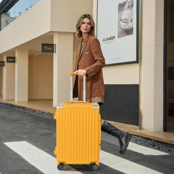 AnyZip 20-Inch Aluminium Frame Suitcase with TSA Lock (Orange)