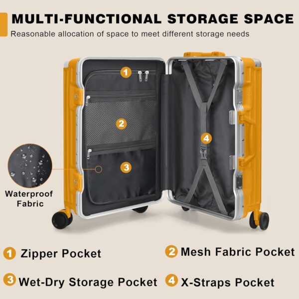 AnyZip 20-Inch Aluminium Frame Suitcase with TSA Lock (Orange)