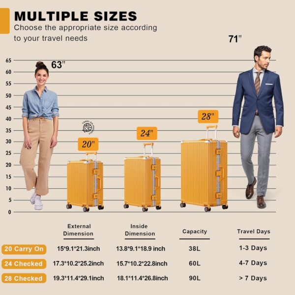 AnyZip 20-Inch Aluminium Frame Suitcase with TSA Lock (Orange)