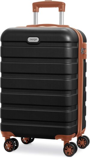 AnyZip 20-Inch Carry-On Suitcase (Black Brown)