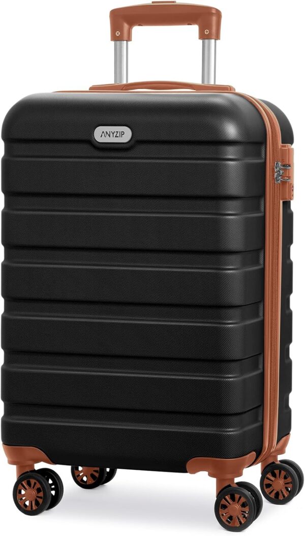 AnyZip 20-Inch Carry-On Suitcase (Black Brown)
