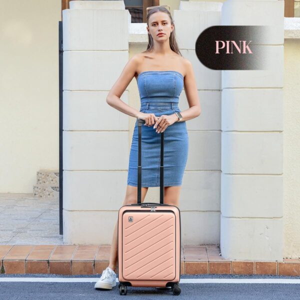 AnyZip 20-Inch Carry-On Suitcase with Laptop Compartment (Pink)