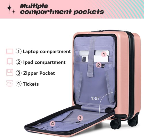 AnyZip 20-Inch Carry-On Suitcase with Laptop Compartment (Pink)