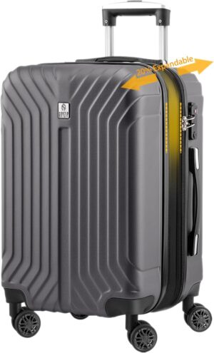 AnyZip 20-Inch Expandable Carry-On Suitcase (Grey)