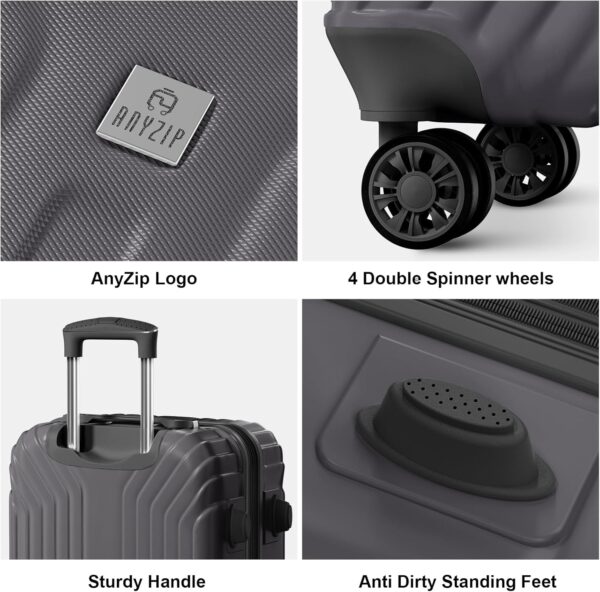 AnyZip 20-Inch Expandable Carry-On Suitcase (Grey)