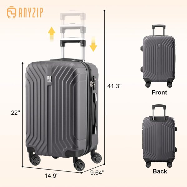 AnyZip 20-Inch Expandable Carry-On Suitcase (Grey)