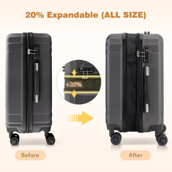 AnyZip 20-Inch Expandable Carry-On Suitcase (Grey)