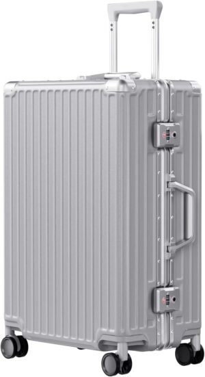 AnyZip 24-Inch Aluminium Frame Suitcase (Silver)