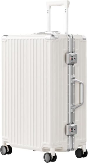 AnyZip 24-Inch Aluminium Frame Suitcase (White)