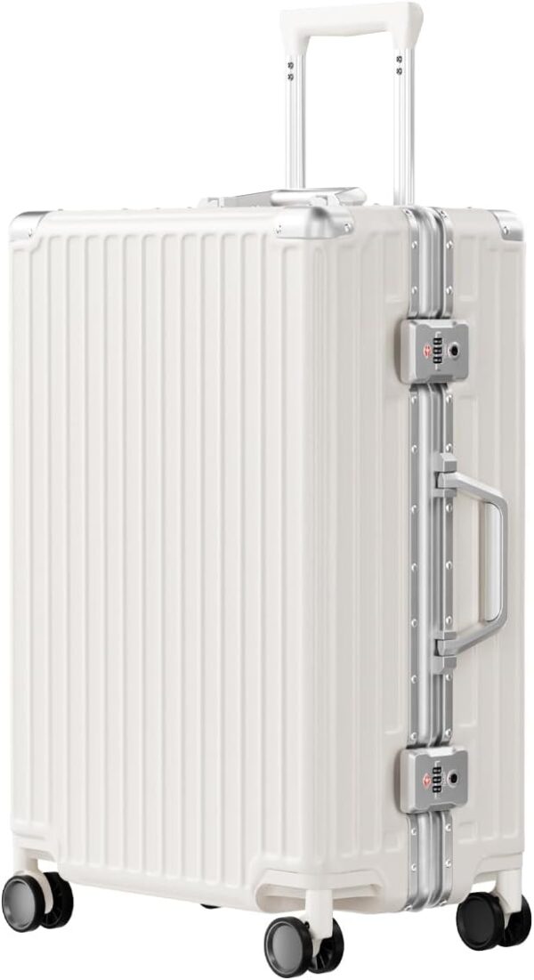 AnyZip 24-Inch Aluminium Frame Suitcase (White)