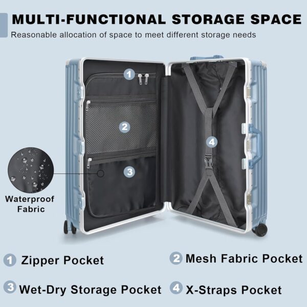 AnyZip 28-Inch Aluminium Frame Suitcase (Haze Blue)