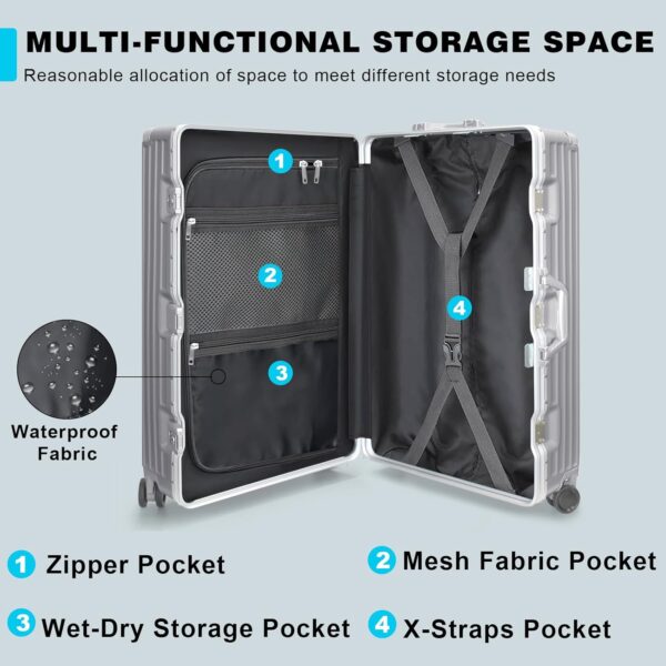 AnyZip 28-Inch Aluminium Frame Suitcase Silver