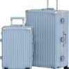 AnyZip 2-Piece Aluminium Frame Luggage Set – 20" Carry-On & 28" Checked Zipperless Suitcases with TSA Lock & Spinner Wheels (Hazeblue)