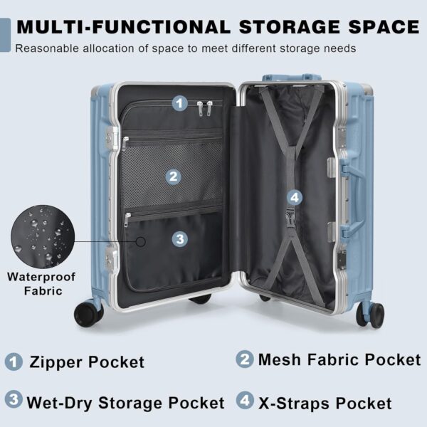 AnyZip 2-Piece Aluminium Frame Luggage Set – 20" Carry-On & 28" Checked Zipperless Suitcases with TSA Lock & Spinner Wheels (Hazeblue)