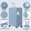 AnyZip 2-Piece Aluminium Frame Luggage Set – 20" Carry-On & 28" Checked Zipperless Suitcases with TSA Lock & Spinner Wheels (Hazeblue)