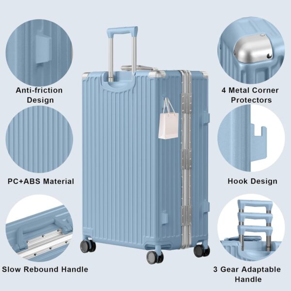 AnyZip 2-Piece Aluminium Frame Luggage Set – 20" Carry-On & 28" Checked Zipperless Suitcases with TSA Lock & Spinner Wheels (Hazeblue)