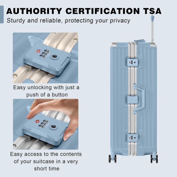 AnyZip 2-Piece Aluminium Frame Luggage Set – 20" Carry-On & 28" Checked Zipperless Suitcases with TSA Lock & Spinner Wheels (Hazeblue)